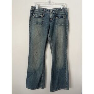 Silver Jeans Womens 32x33 Flare Mid Rise Y2K Yellow Wash Denim No Back Pockets